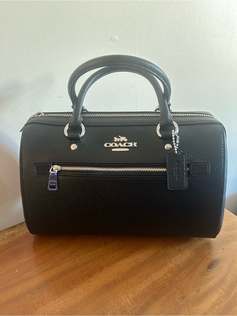 Coach Black Leather Signature Satchel